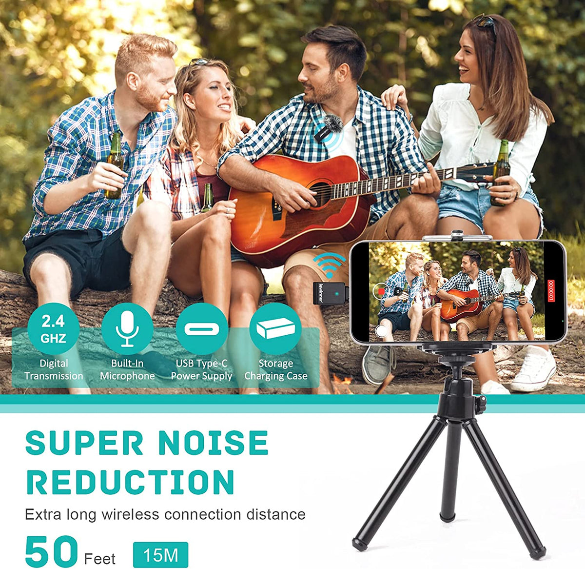 Lewinner Wireless Lavalier Microphone for iOS and Android (WM2) Leereel