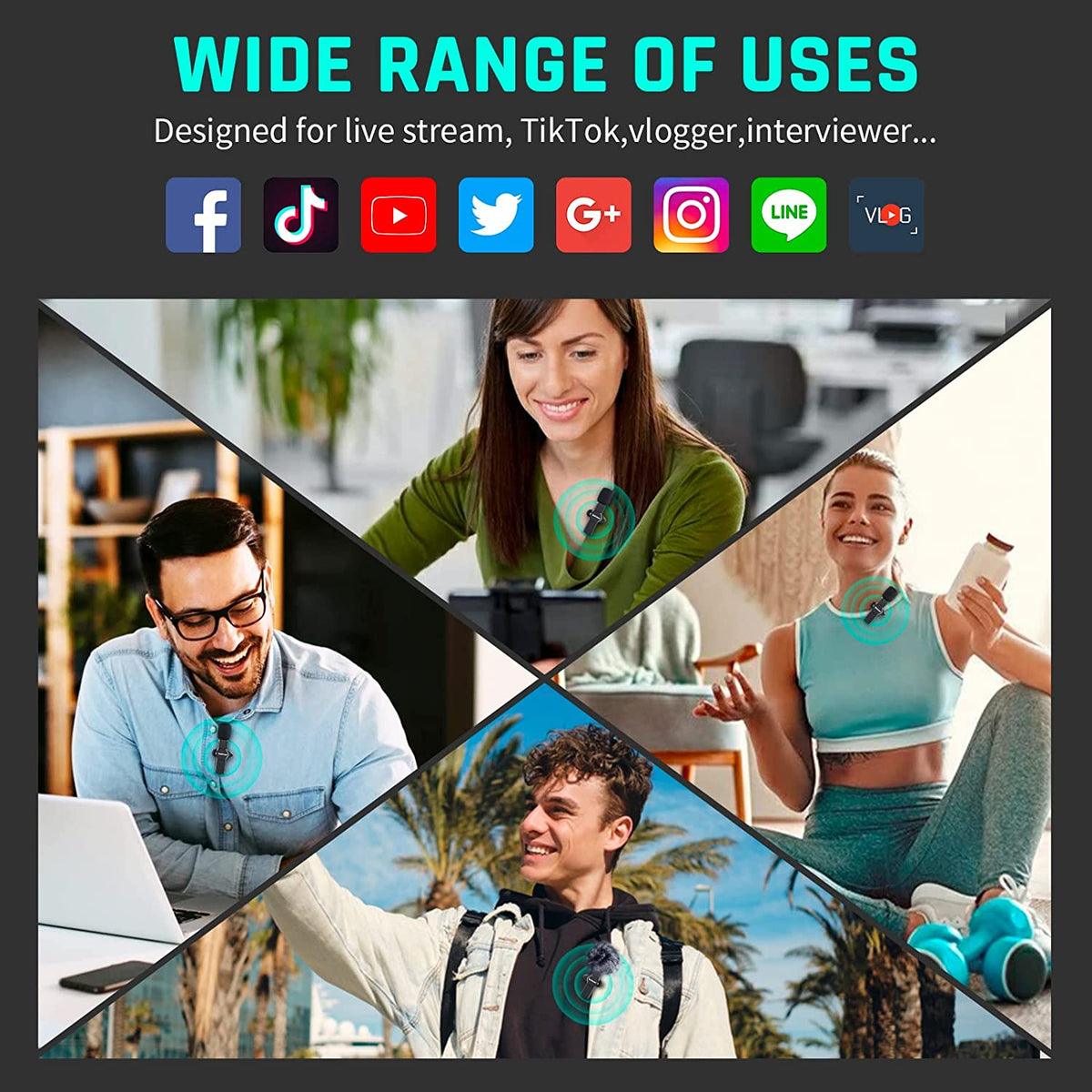 Lewinner Wireless Lavalier Microphone for iPhone and iPad(LXM) Leereel