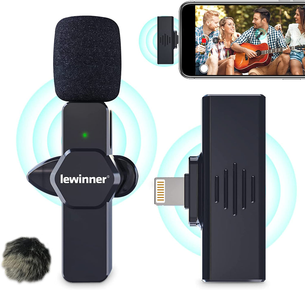 Lewinner Wireless Lavalier Microphone for iPhone and iPad(LXM) Leereel