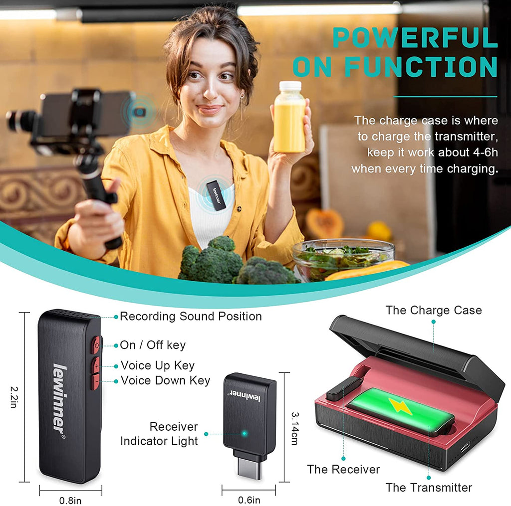 Lewinner Wireless Lavalier Microphone for iOS and Android (WM2) Leereel